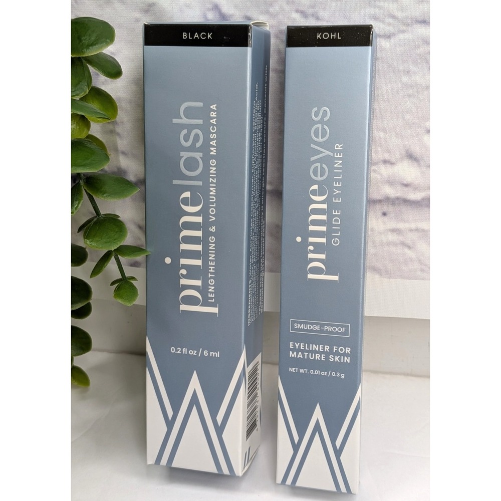 NIB LOT 2 BLACK/KOHL💎Prime Prometics Primelash Eyeliner Mascara Mature Skin Set